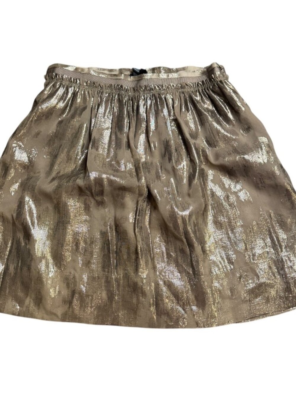 Club Monaco beige gold neutral silk metallic skirt 4